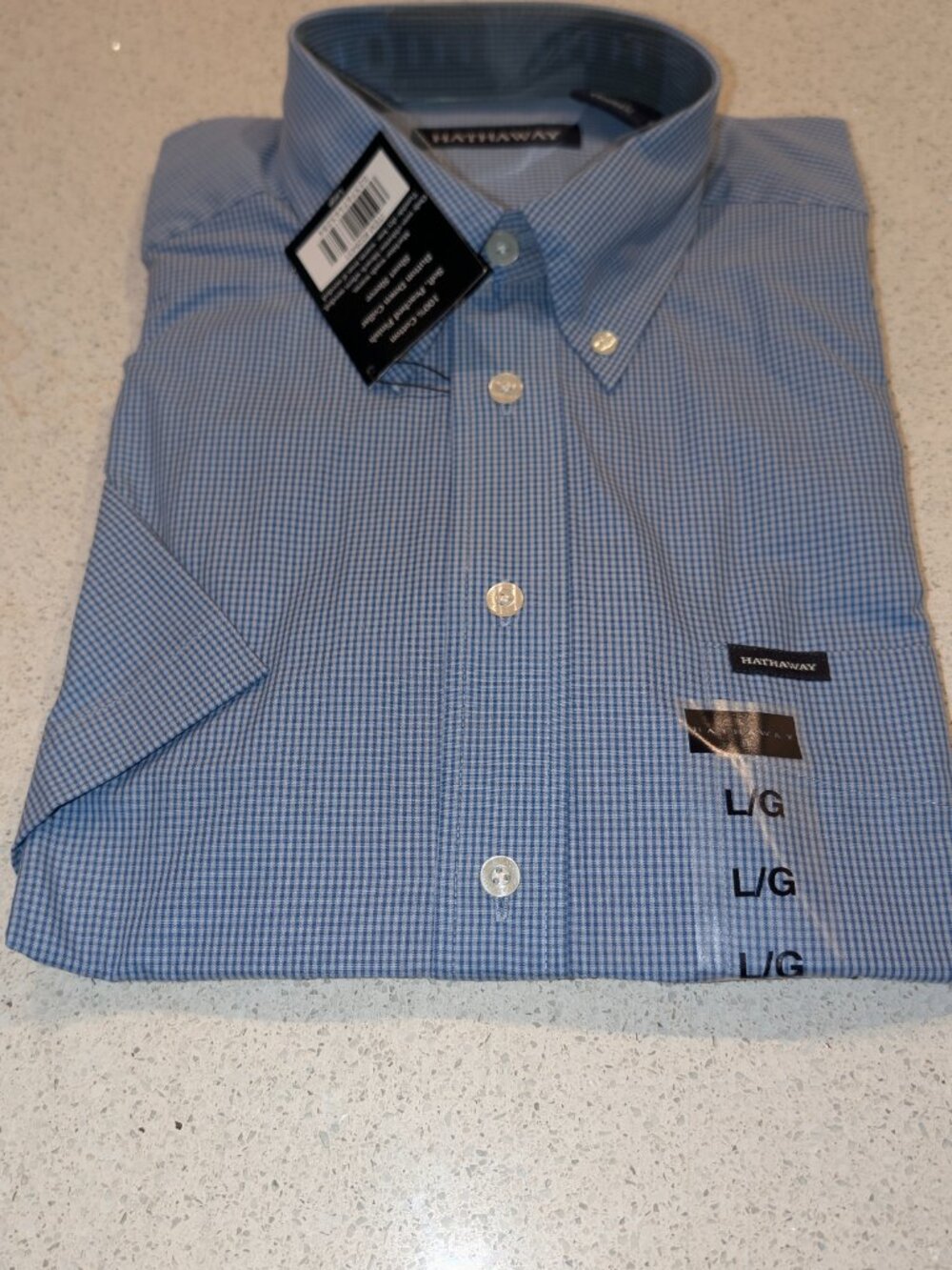 NEW w/Tags-Hathaway Blue 100% Cotton Men's Short Sleeve Button-Down Shirt